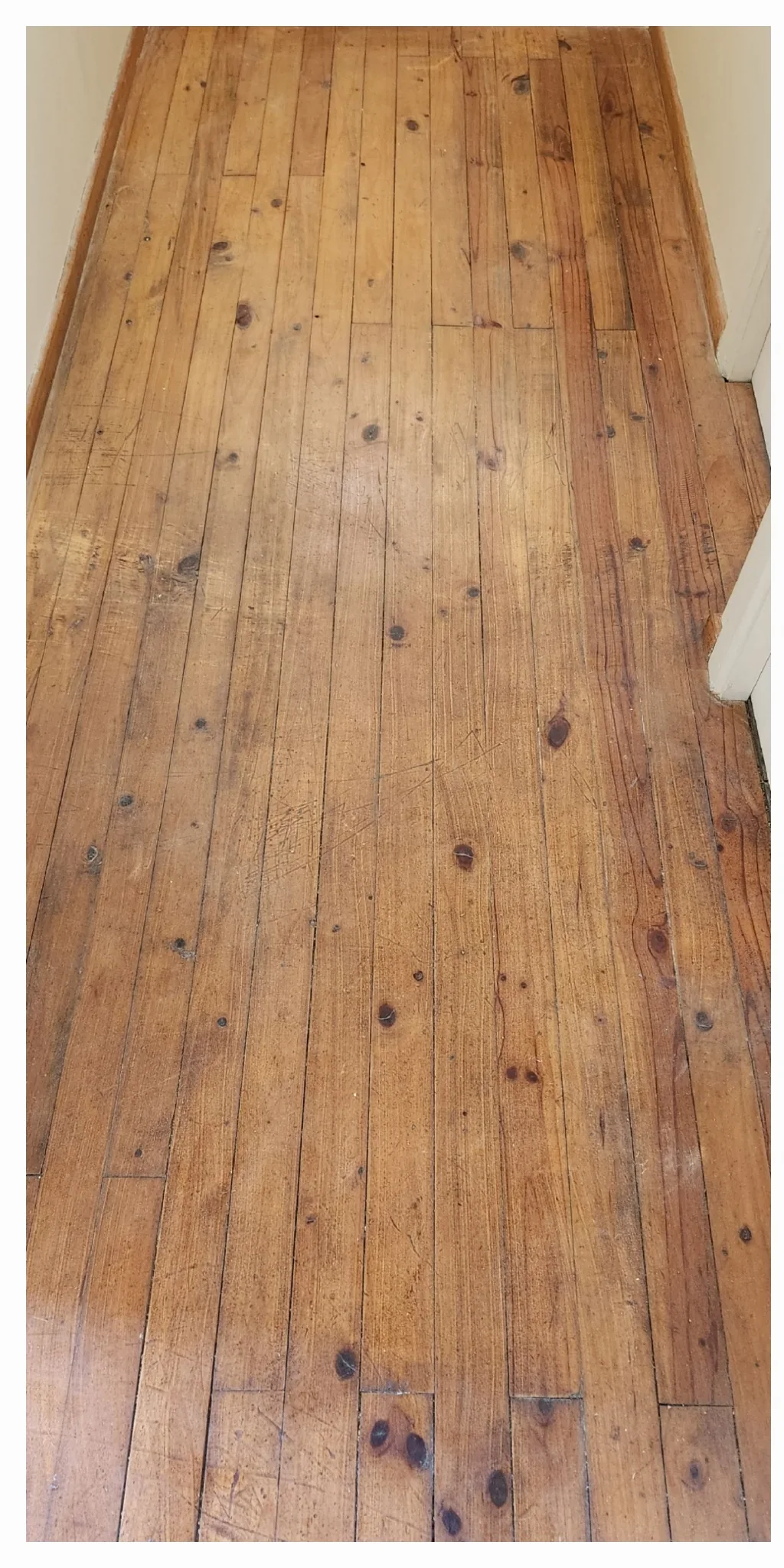 Tablas de madera clara con zonas oscurecidas