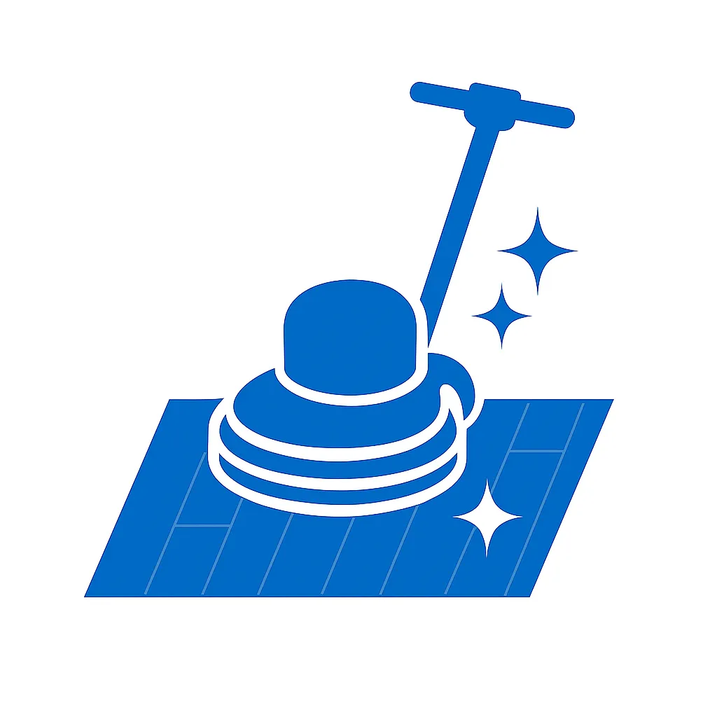 Ícono azul de parquet y piso flotante brillante que representa decapado y pulido de pisos profesionales.